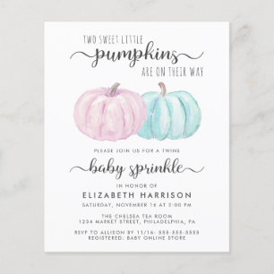 Papier Citrouille Twin Boy Girl Baby Sprinkle Invitation