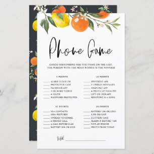 Papier Citrus Botanical What's on Your Phone Shower Game
