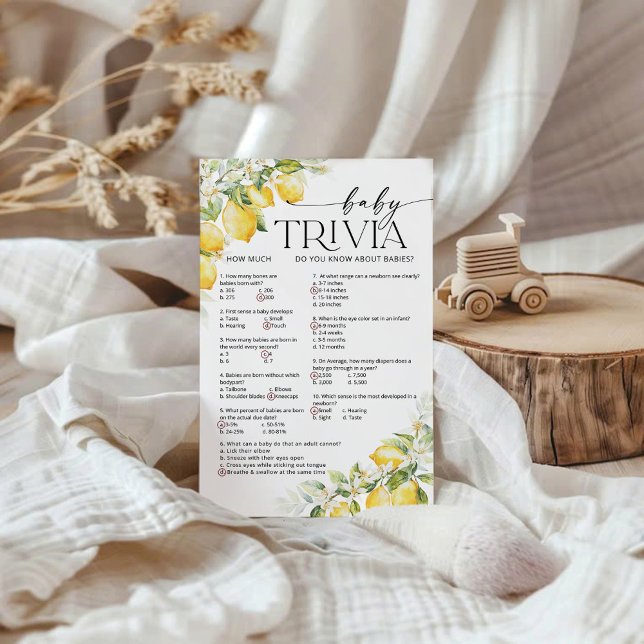 Papier Citrus citron Baby shower bébé Trivia jeu (Créateur téléchargé)