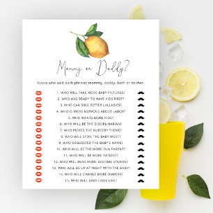 Papier Citrus citron baby shower Maman ou papa jeu