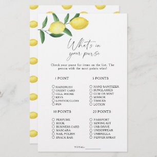 Papier Citrus citron - Qu'y a-t-il dans votre sac à main