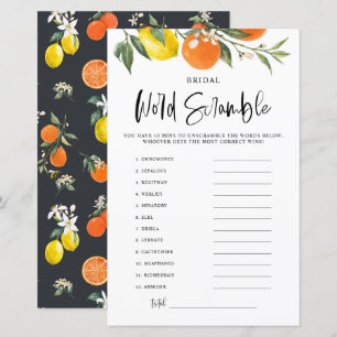Papier Citrus Fête des mariées Botanique Mot Scramble Jeu