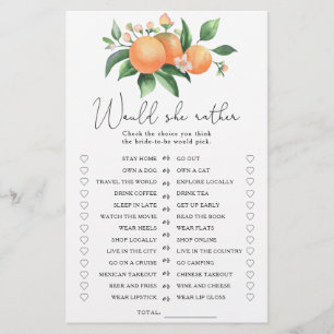 Papier Citrus - Jeu de baby shower pour la mariée