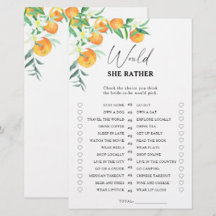Papier Citrus - Jeu de baby shower pour la mariée plutôt