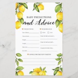 Papier Citrus Lemon Baby Predictions et conseils jeu