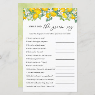 Papier Citrus Lemon Qu'Est-Ce Que La Salle A Dit Jeu