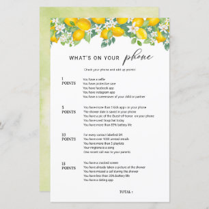Papier Citrus Lemon What's On Your Phone Bridal Game