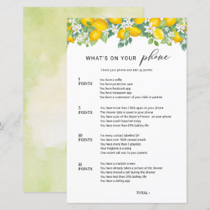 Papier Citrus Lemon What's On Your Phone Jeu de Mariage