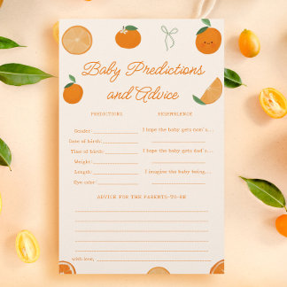 Papier Citrus Little Cutie Baby shower de prédictions jeu