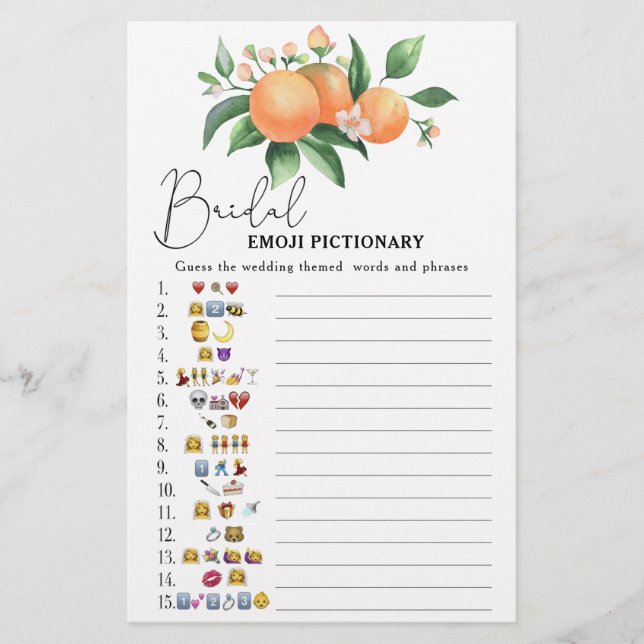 Papier Citrus - nuptiale douche émoticône jeu pictionnair (Devant)