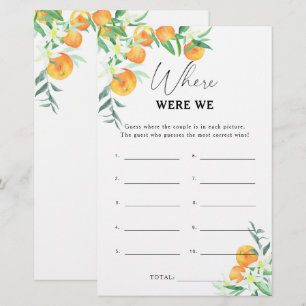 Papier Citrus - Où étions-nous jeu de baby shower