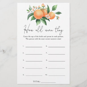 Papier Citrus - Quel âge avaient-ils la mariée jeu