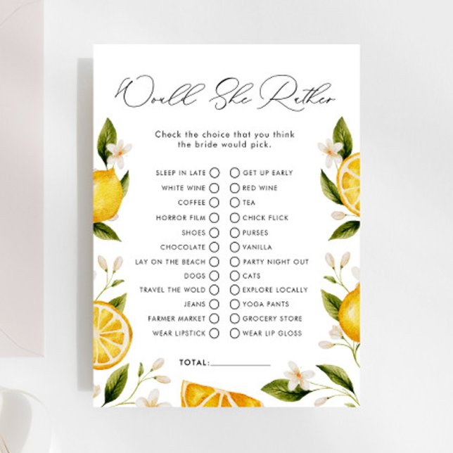Papier Citrus Voudrait-Elle Plutôt Fête des mariées Jeu (Créateur téléchargé)