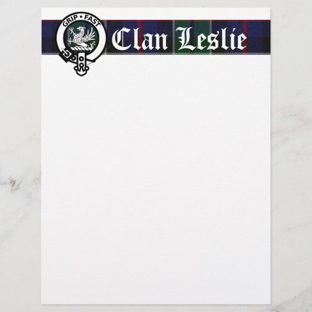 Papier Clan Leslie Tartan & Crest (Devant)