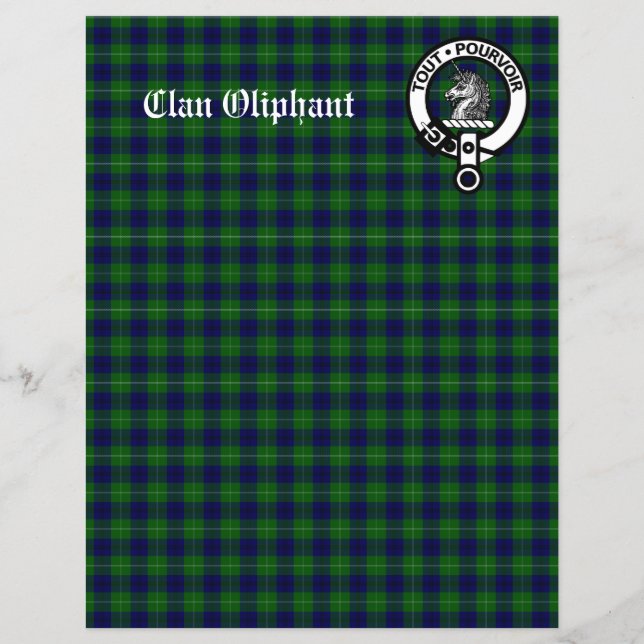 Papier Clan Oliphant Crest Badge & Tartan Scrapbook Paper (Devant)