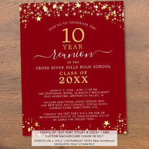 Papier Classe Budget Réunion Red Gold Stars Invitation