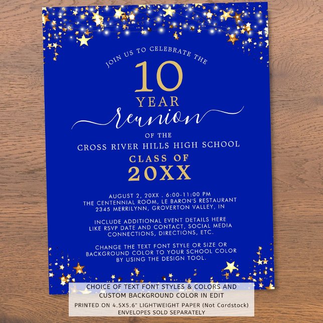 Papier Classe Budget Réunion Royal Blue Gold Invitation (Créateur téléchargé)