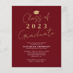 Papier Classe budgétaire 2023 Red Gold Graduation Party