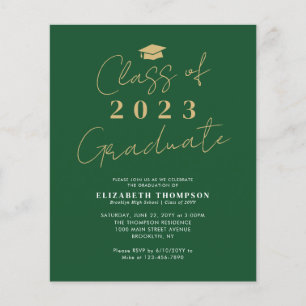 Papier Classe budgétaire de 2023 Green Gold Graduation Pa