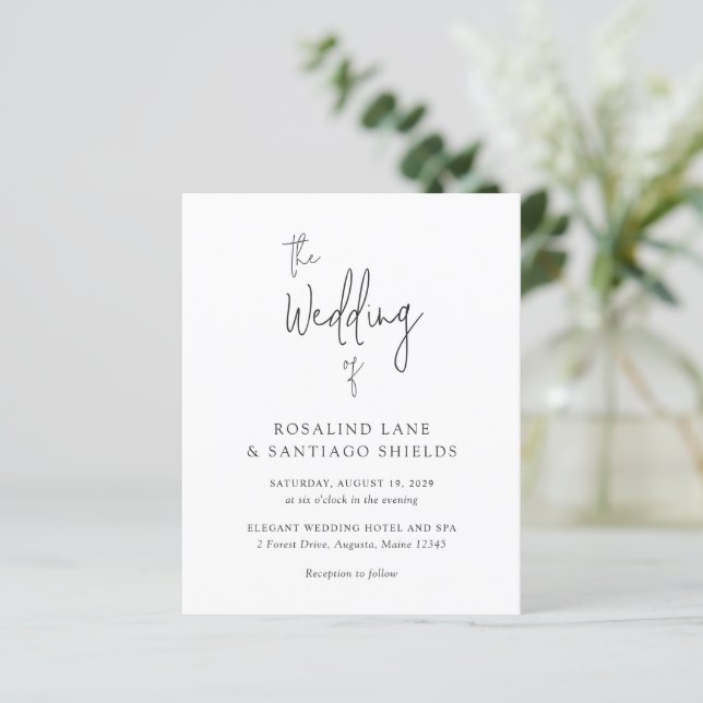 Papier Classic Black and White Modern Wedding Invitation (Debout devant)