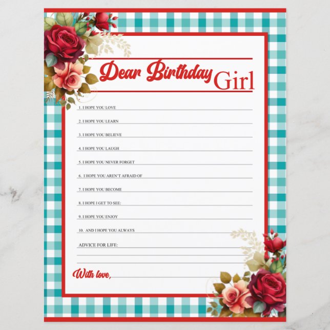 Papier Classic Blue Anniversaire Fête Cher B-day Girl Gam (Devant)