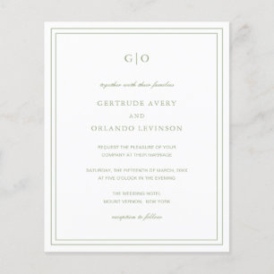 Papier Classic Sage Green Élégant Mariage Invitation