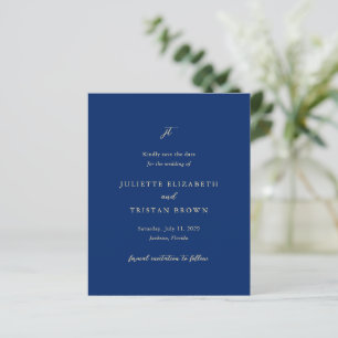 Papier Classique Économisez la Date de Mariage Navy et Cr