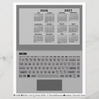 Papier Clavier d'ordinateur portable Calendrier 2026-2027