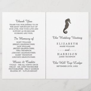 Papier Clay Seahorse Beach Wedding Program