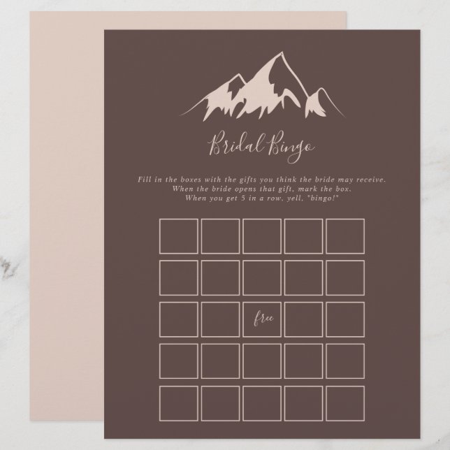 Papier Clear Mountain Country Bride jeu de bingo (Devant / Derrière)