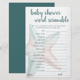 Papier Coastal Chic Jeu Turquoise de mots Starfish