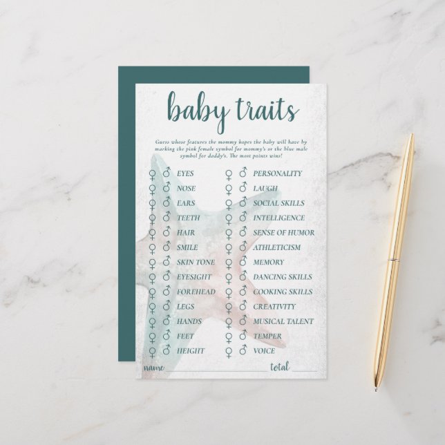 Papier Coastal Chic | Poisson étoilé Turquoise Dont Les T (Devant/Arrière en situation)