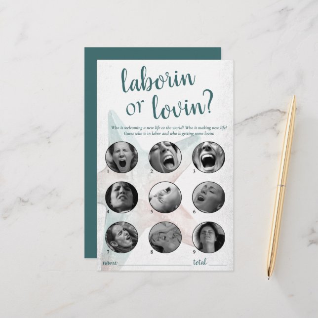 Papier Coastal Chic | Turquoise Starfish Laborin ou Lovin (Devant/Arrière en situation)