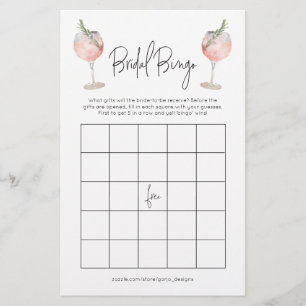 Papier Cocktail Bridal Bingo Jeu de Bachelorette