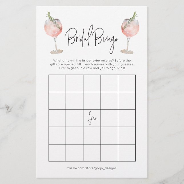 Papier Cocktail Bridal Bingo Jeu de Bachelorette (Devant)