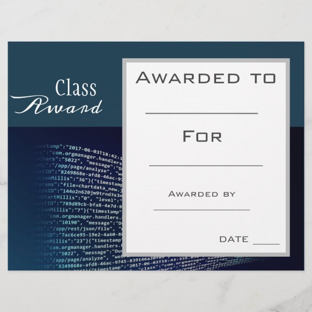 Papier Codage des prix de classe et étudiant en technolog (Devant)