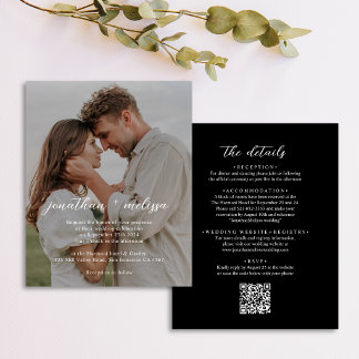 Papier Code QR BUDGET Mariage Photo Élégant et Stylé Noir