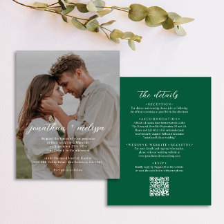 Papier Code QR BUDGET Mariage Photo Vert Émeraude Élégant
