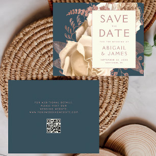 Papier Code QR budgétaire Fleurs de mariage sarcelle Enre