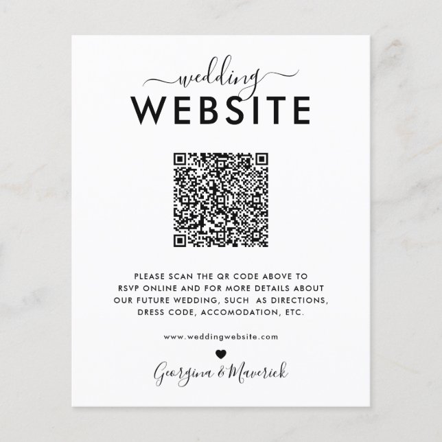Papier Code QR de budget RSVP Détails du site Web de mari (Devant)