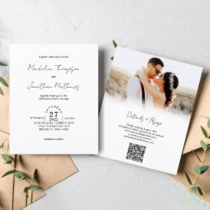 Papier Code QR de mariage minimaliste rustique à petit bu