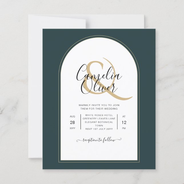 Papier Code QR d'invitation de mariage moderne Juniper Gr (Devant)