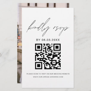 Papier Code QR du budget photo RSVP minimaliste Mariage