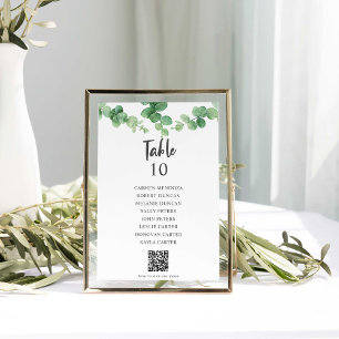 Papier Code QR du plan de table de mariage Eucalyptus