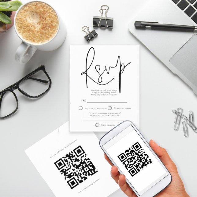 Papier Code QR - Noir du budget Code QR - Mariage RSVP (Créateur téléchargé)