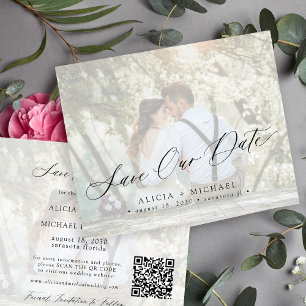 Papier Code QR photo de budget élégant mariage économiser