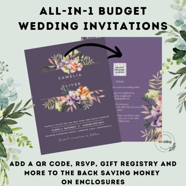 Papier Code QR pour invitation de mariage florale d'été p (Créateur téléchargé)