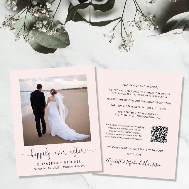 Papier Code QR rose Photo Mariage Réception Invitation (Créateur téléchargé)