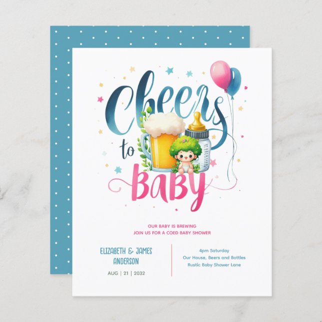 Papier COED Bébé Brasserie Bouteilles Couples Douche (Devant / Derrière)