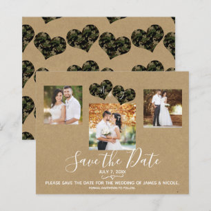 Papier Cœurs camouflés rustiques Photo de mariage Enregis